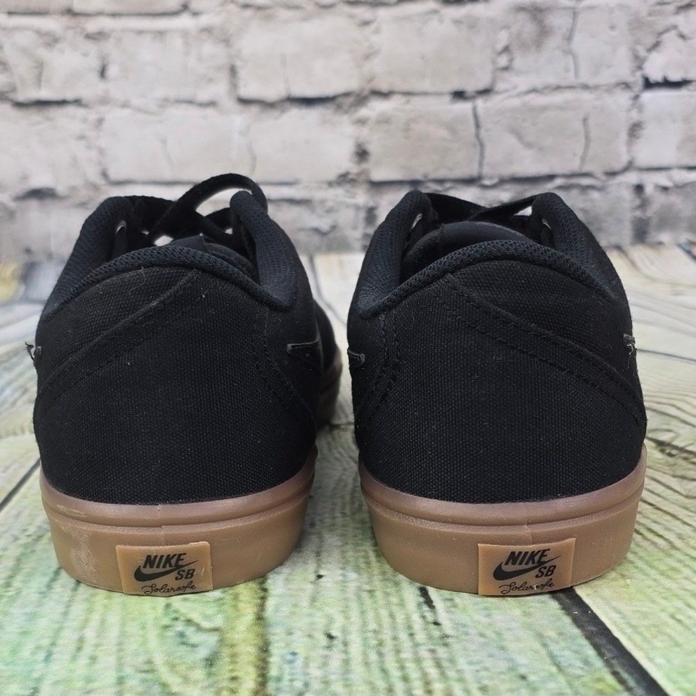 Nike SB Check Solarsoft Sneakers Mens 9 Black Gum Canvas Skate Shoes 843896-009 - Picture 5 of 10
